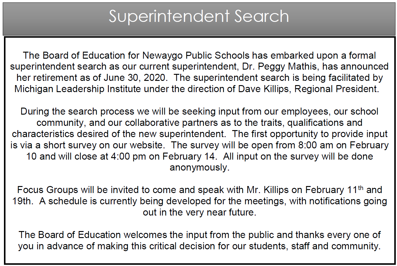 Announcement for Supt. Search